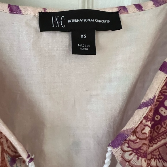 NWT INC Pink Boho Puffy Balloon Sleeve Embroidered Embellished Mini Dress,  XS - Picture 9 of 12